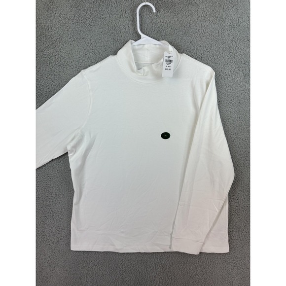 LL Bean Mock Turtleneck Shirt Mens XL White Cotton Long Sleeve Pullover Men New